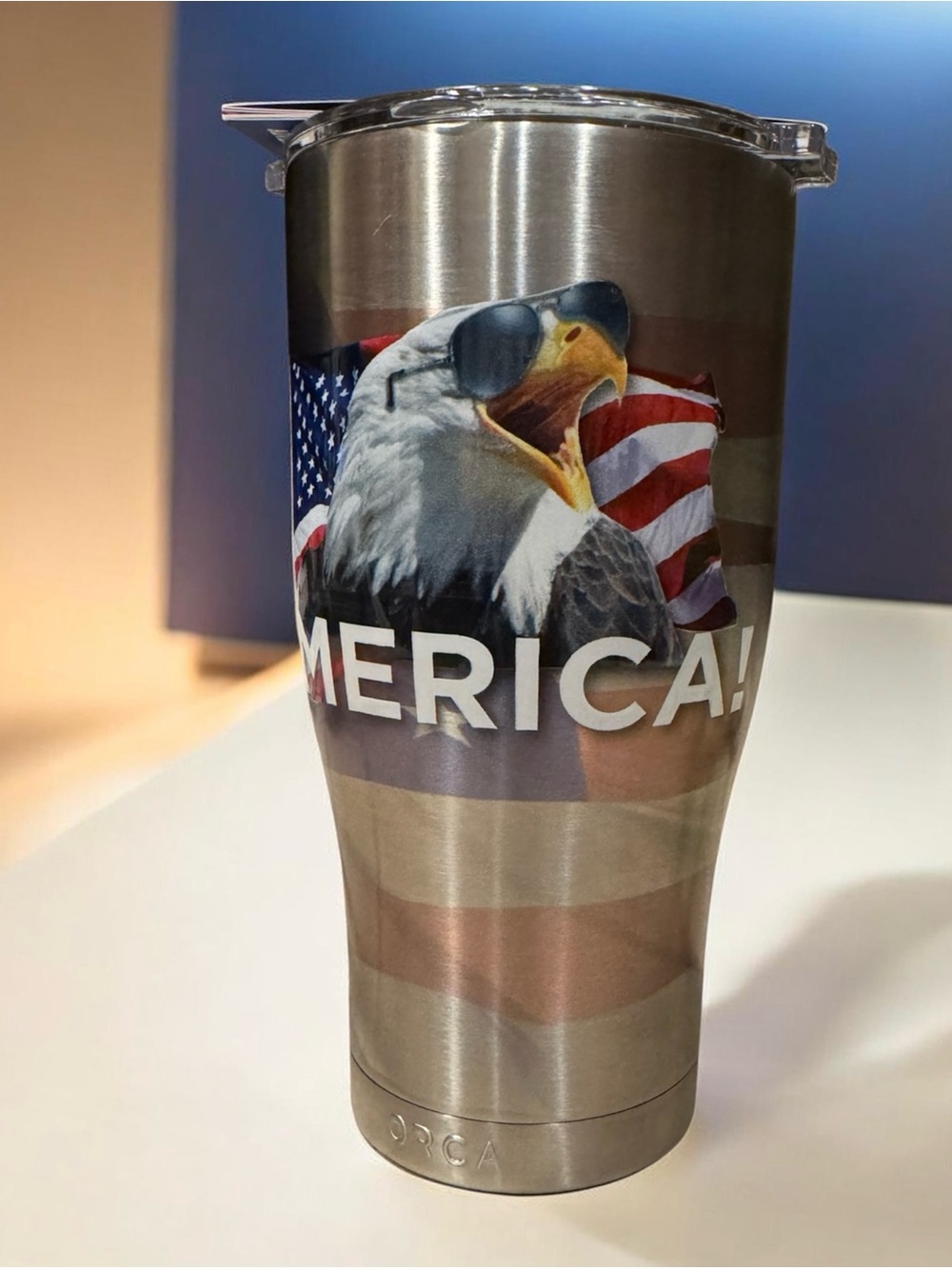 ORCA Stainless Steel 27oz Tumbler with Patriotic Eagle ‘Merica